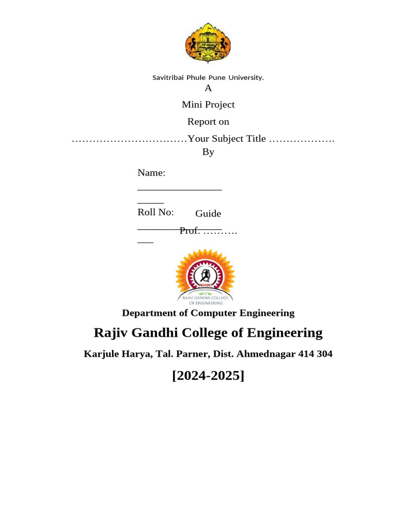 SE Mini Project Format, Front Pages | PDF | Engineering