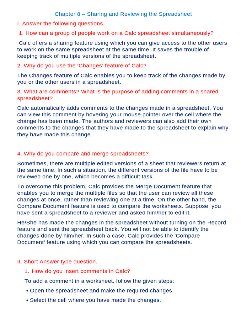Sharing and Reviewing Spreadsheets in Calc | PDF | Spreadsheet | Worksheet