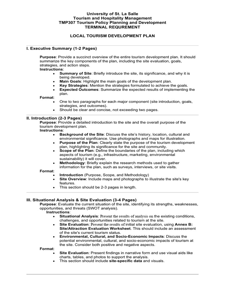 Tourism Development Plan Guide | PDF | Evaluation | Swot Analysis