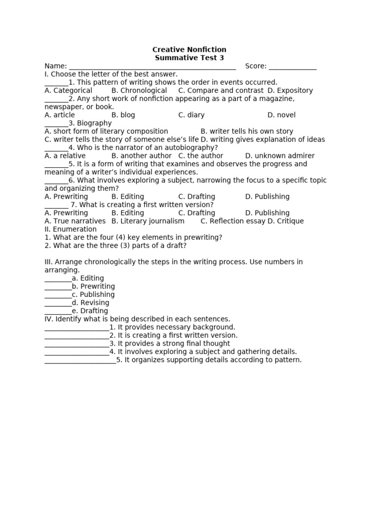CNF - Summative Test 3 | PDF