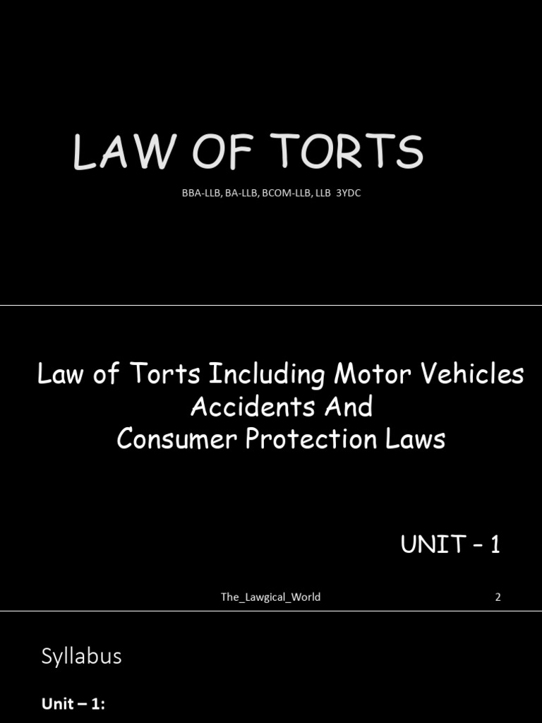 Overview of Law of Torts Principles | PDF | Tort | Legal Liability