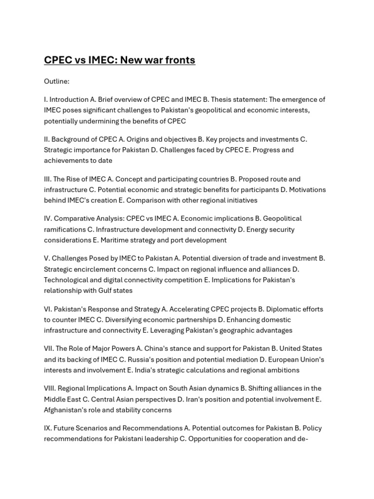 CPEC vs IMEC: Geopolitical Challenges | PDF | Pakistan | United Arab ...