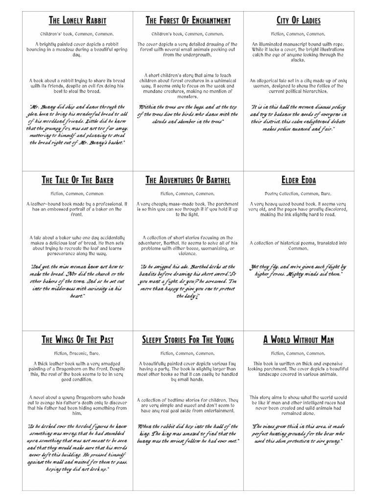 The Grand Library (Printable Flash Cards) | PDF