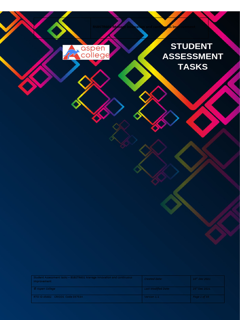 BSBSTR601 Student Assessment Tasks | PDF | Net Present Value | Innovation