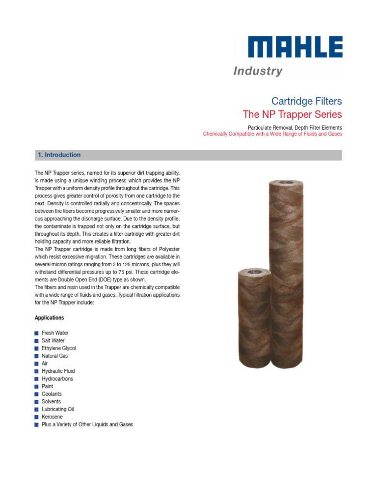 Trapper NP Series Cartridges Us | PDF | Filtration | Gases