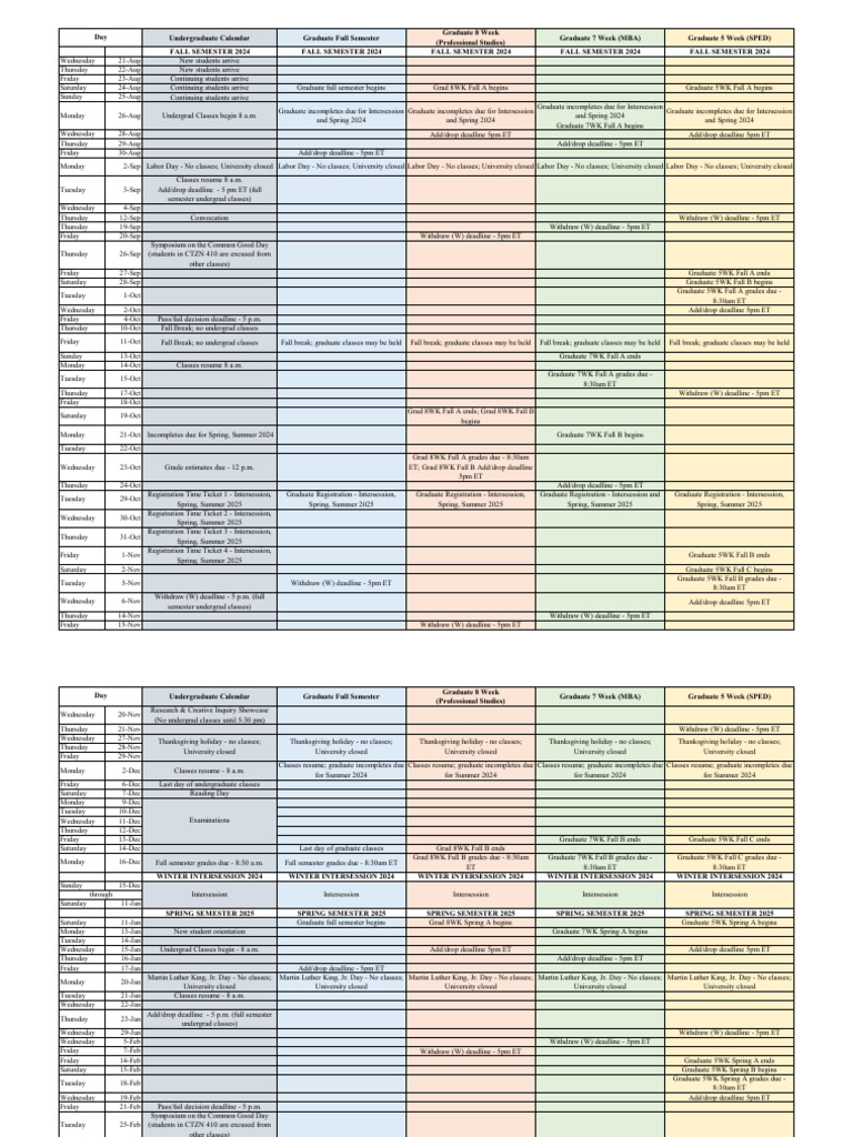 Academic Calendar 2024 2025 Full PDF Academic Term Thanksgiving