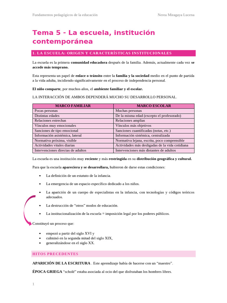 La Escuela: Origen y Funciones | PDF | Escuelas | Plan de estudios