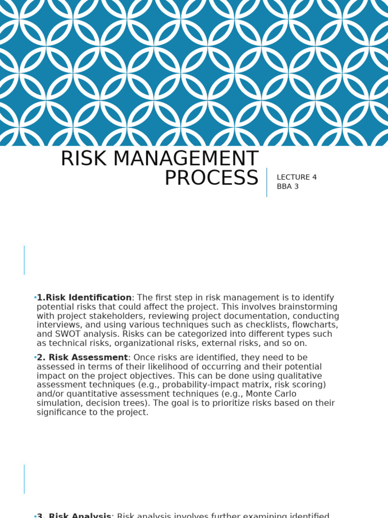 Topic 5 Risk Management Process & Modelling Lecture 5 | PDF | Risk ...