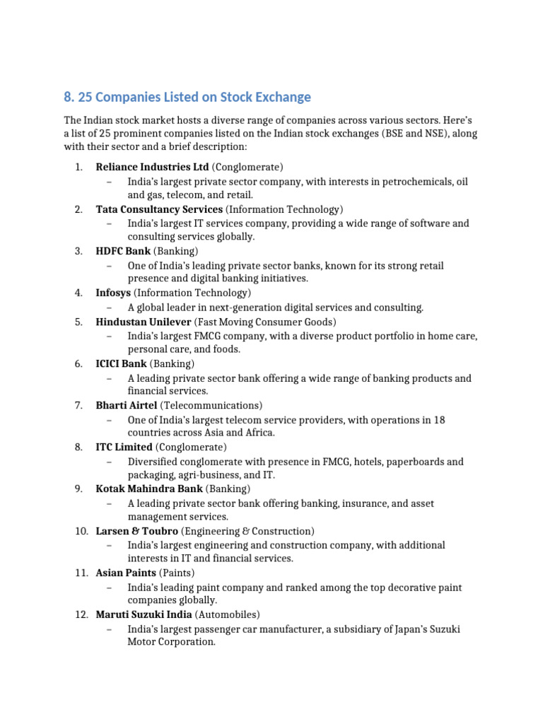 Top 25 Listed Companies Pdf Conglomerate Company Economies