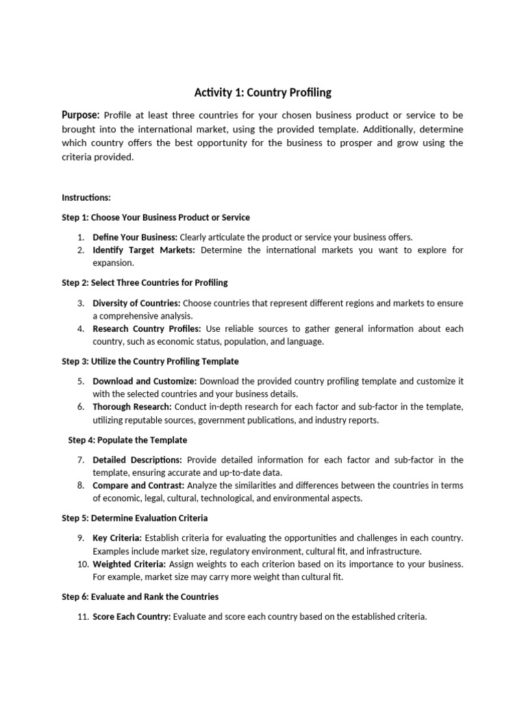 Country Profiling for Business Expansion | PDF | Cost Of Living | Risk