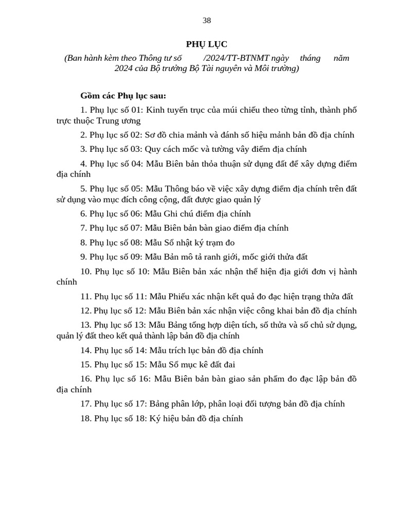 Phu Luc Thong Tu BDDC | PDF