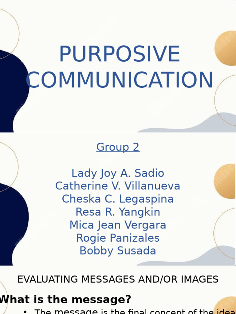Purposive Message Prelim 055041 | PDF | Communication | Reading ...