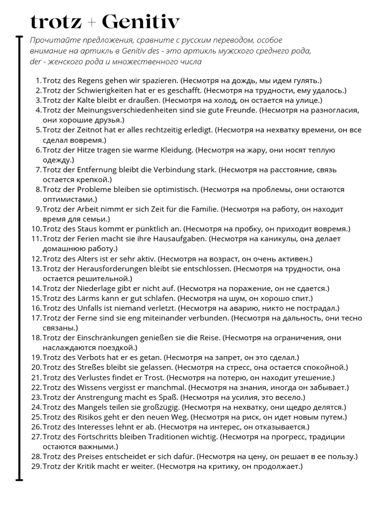 Trotz + Genitiv | PDF