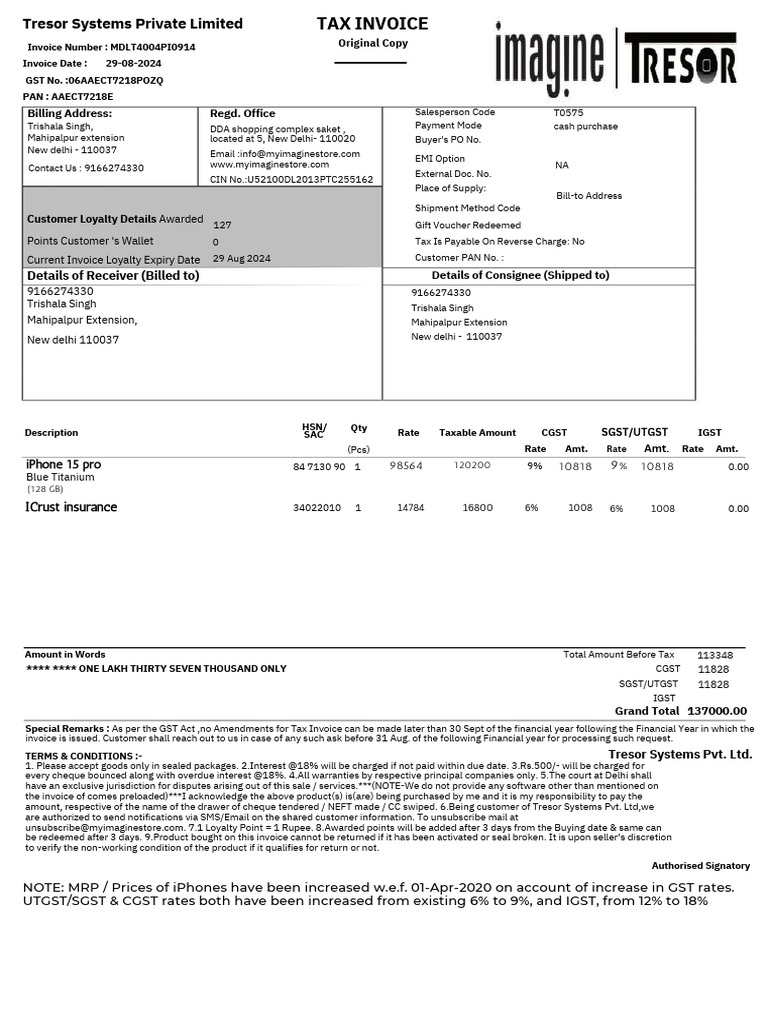 SGSTUTGST Amt. 5,209.32 - 20241120 - 152657 - 0000 | PDF | Invoice ...