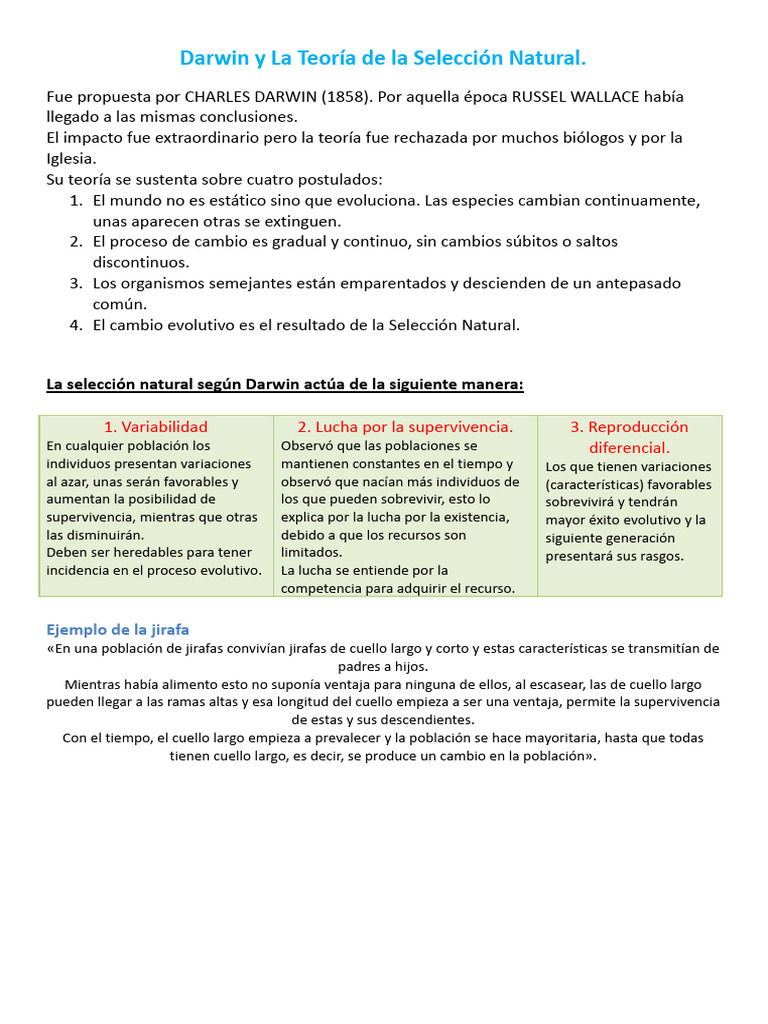 Darwin y La Teor-A de La Selecci-N Natural | PDF | Evolución ...