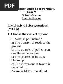 Question Bank (Pollination)