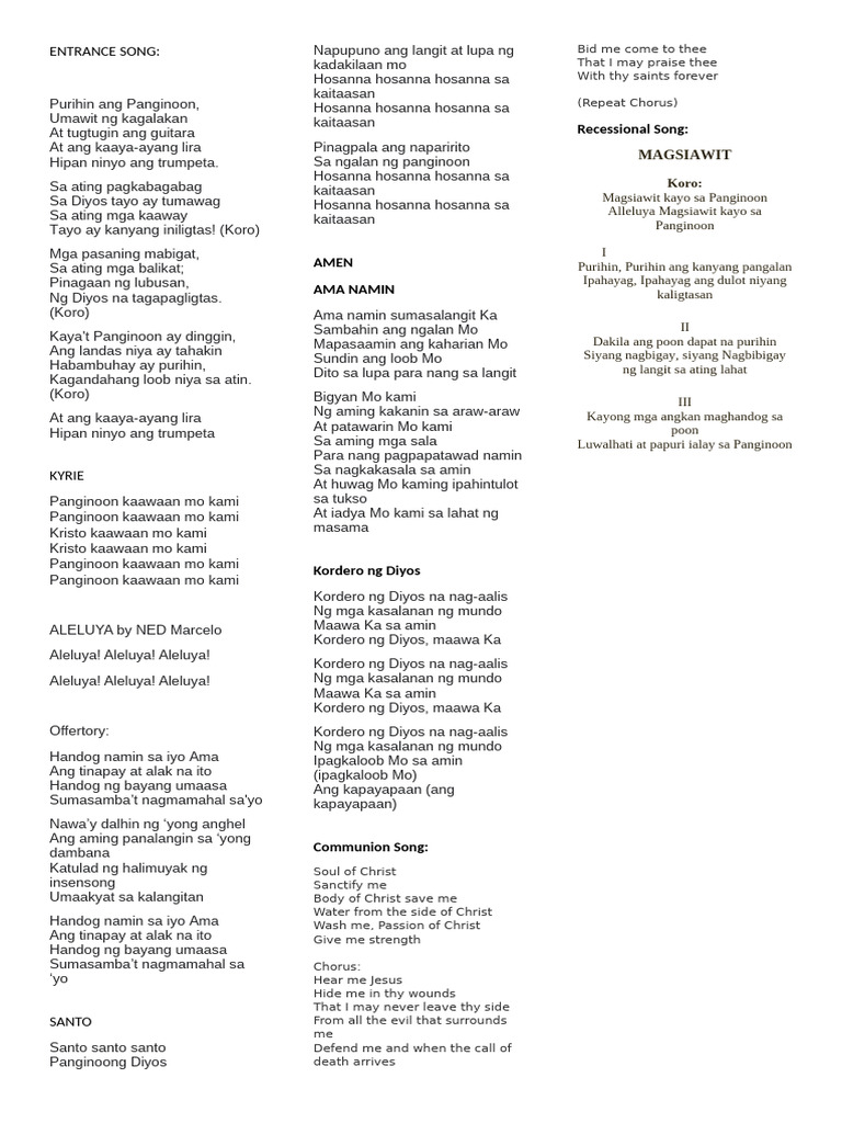 Entrance Song | PDF