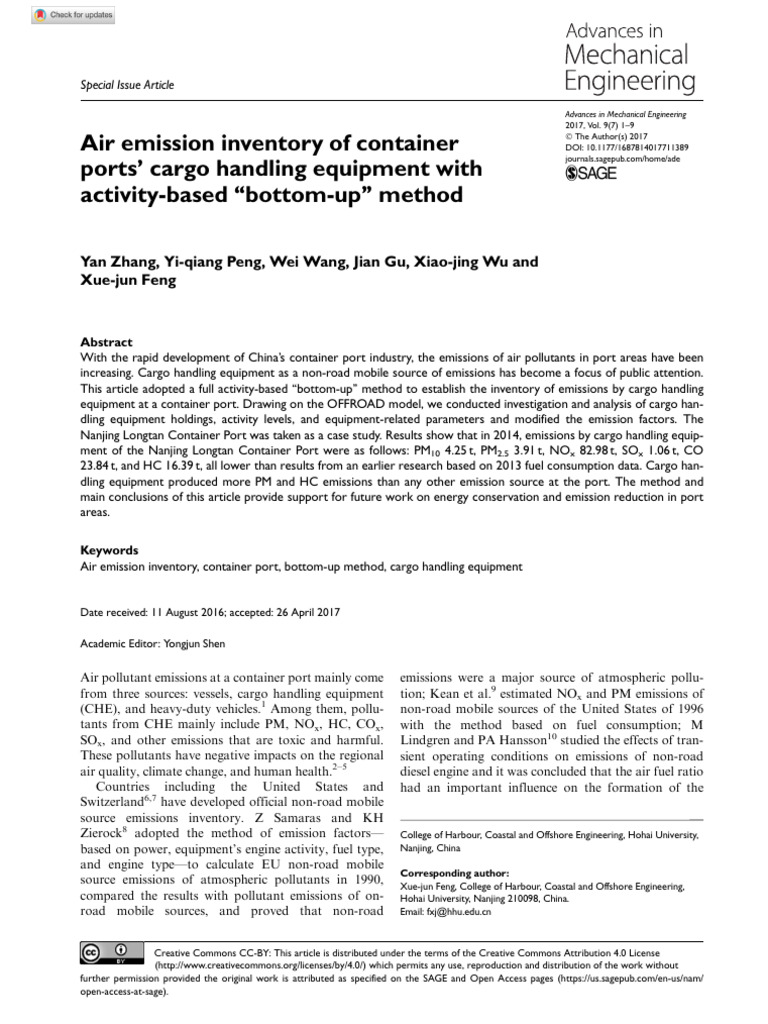 Air Emission Inventory of Container Ports' Cargo Handling Equipment ...