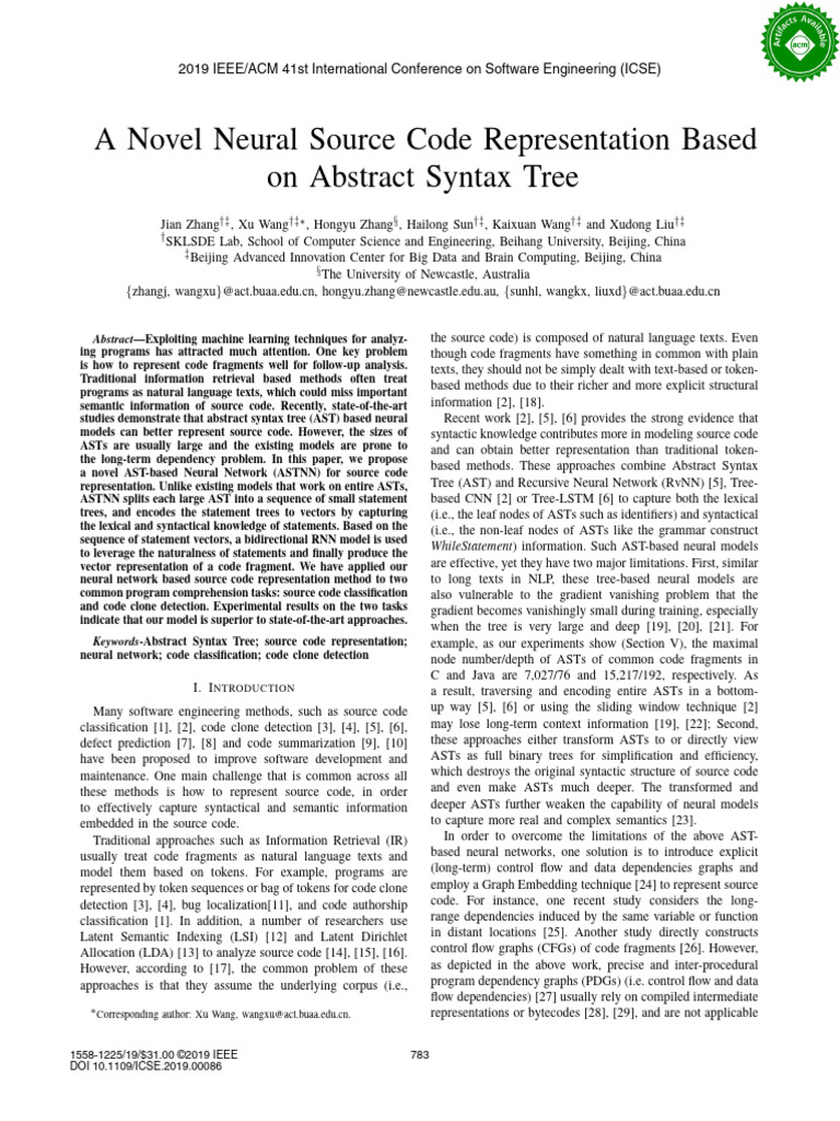 AST-Based Neural Network for Code Representation | PDF | Artificial ...
