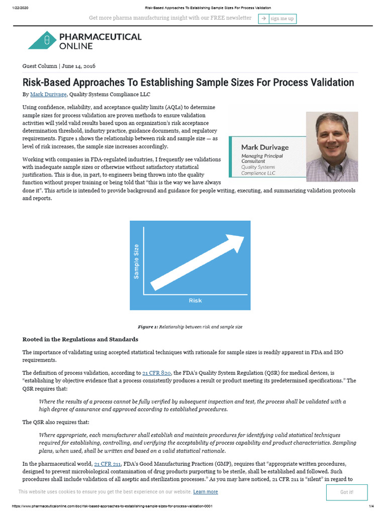 Risk-Based Approaches To Establishing Sample Sizes For Process ...