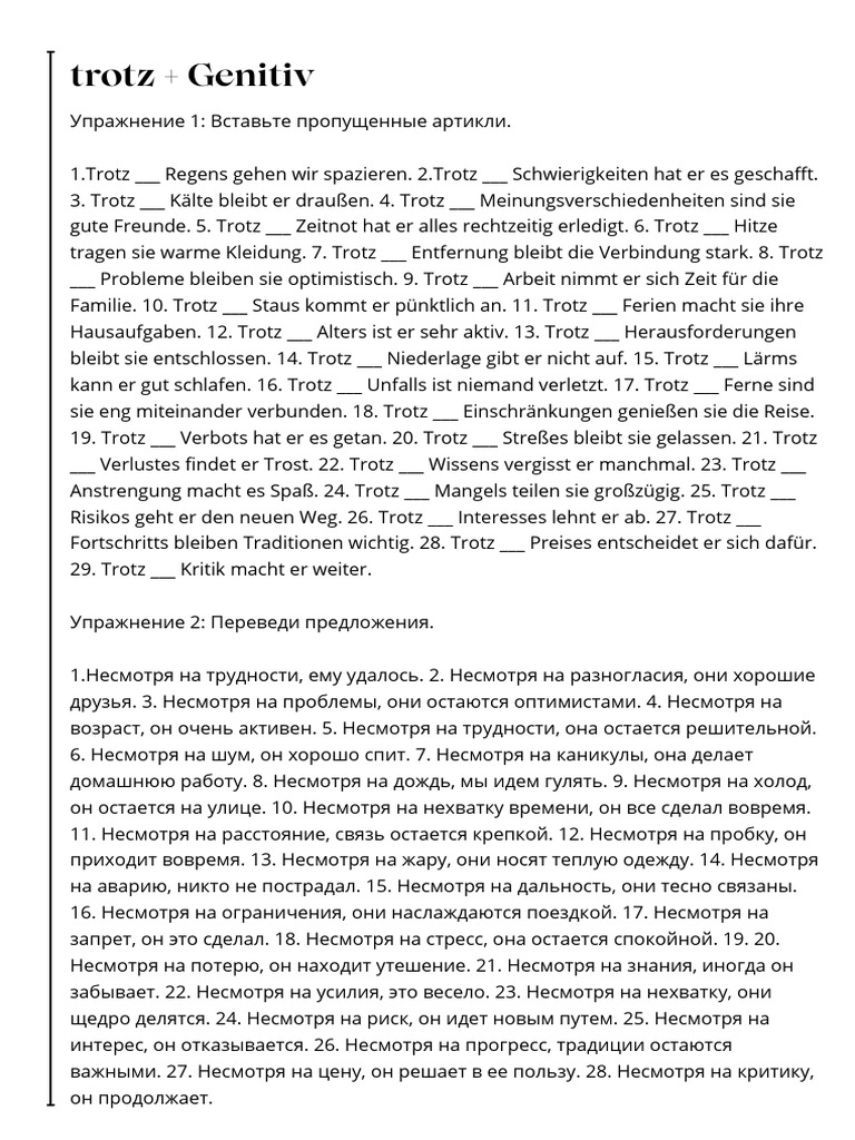 Trotz + Genitiv | PDF