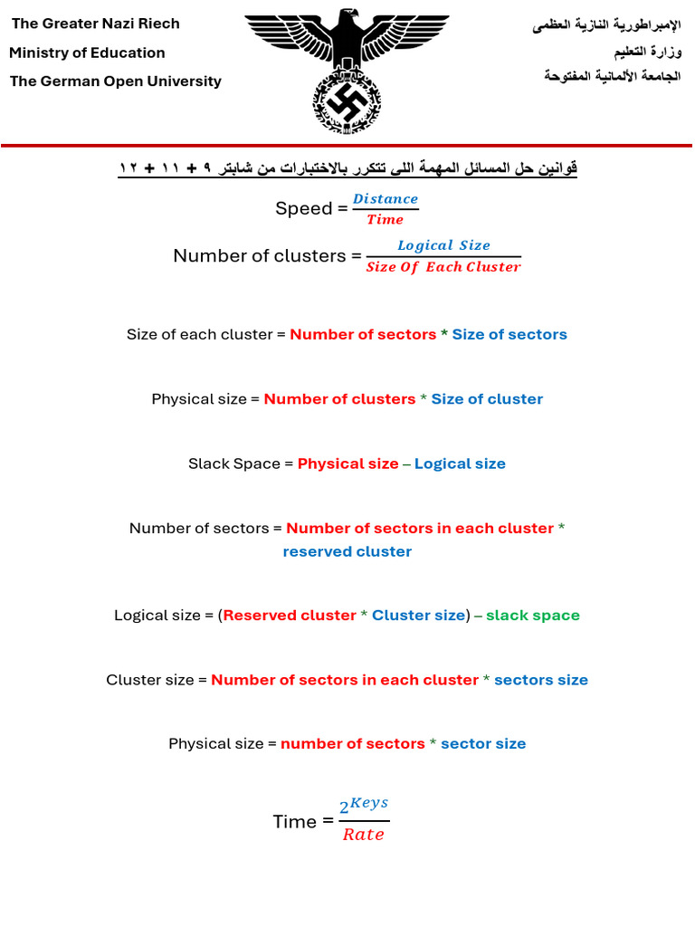 TM112 Chapters 9 + 11 + 12 Formulas (1) (1) - 241031 - 155700 | PDF