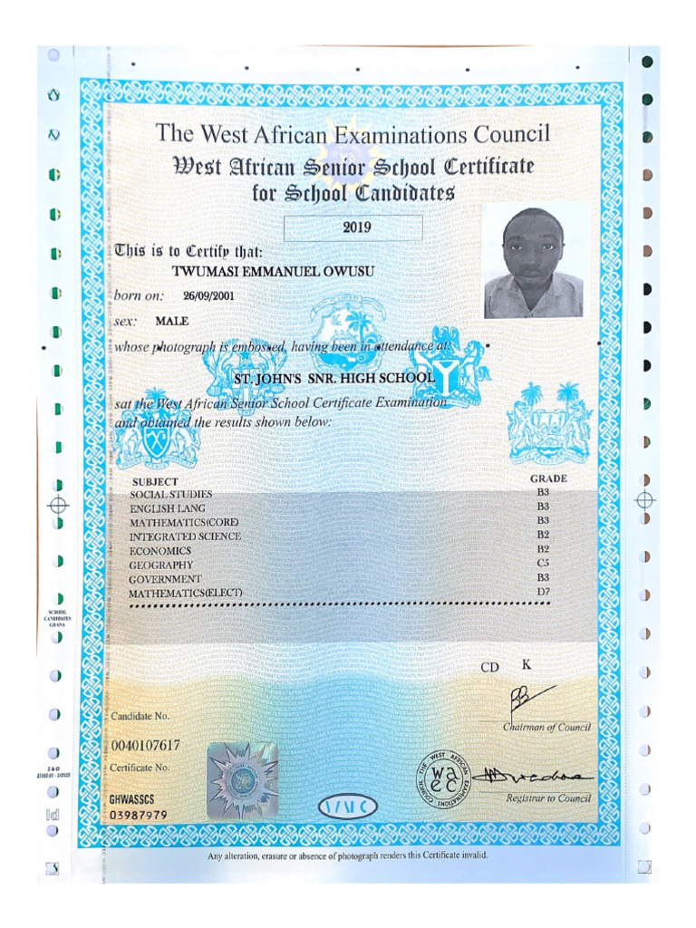 WEST AFRICAN EXAMINATIONS COUNCIL visual data 3