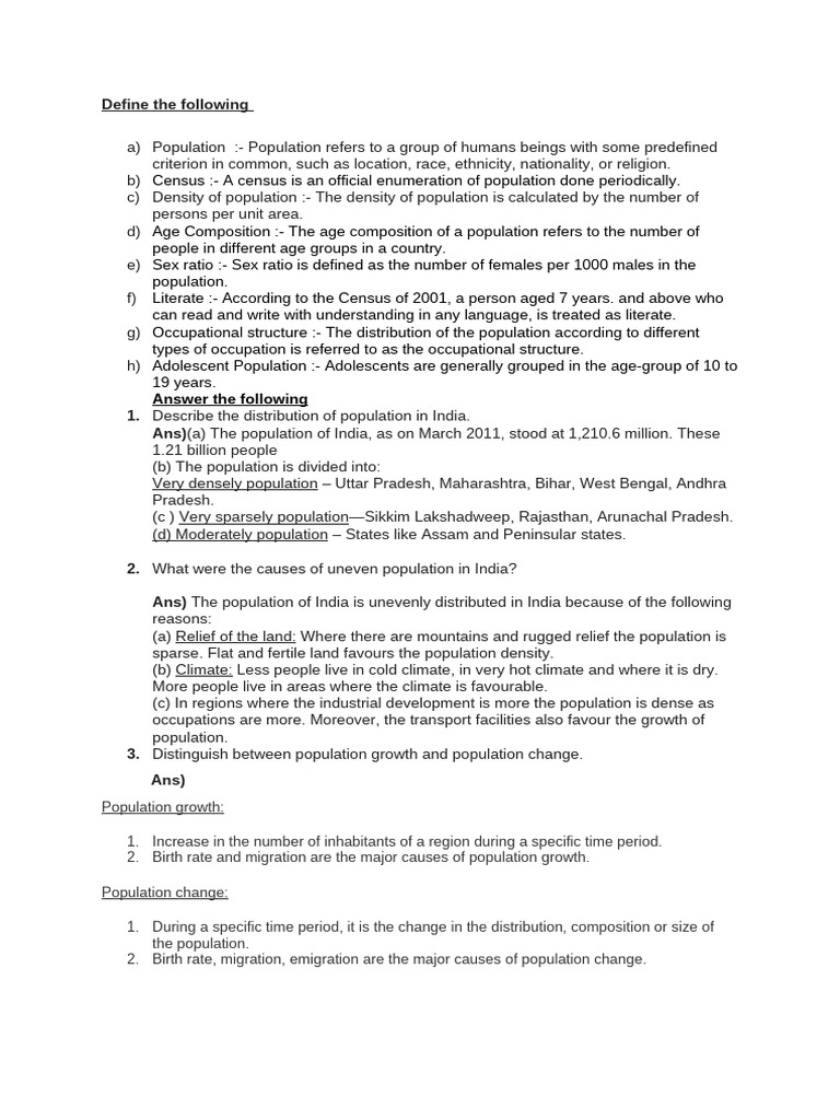 Kis W Notes Population Chapter 6 | PDF | Human Migration | Human Nutrition