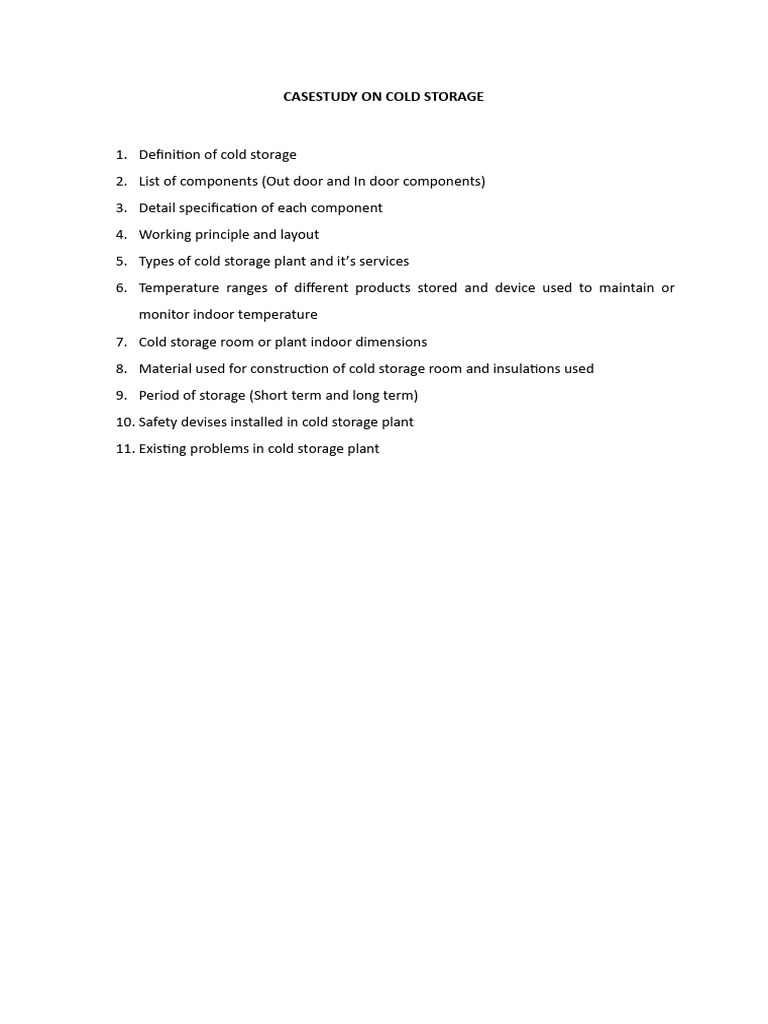 Cold Storage Case Study Overview | PDF