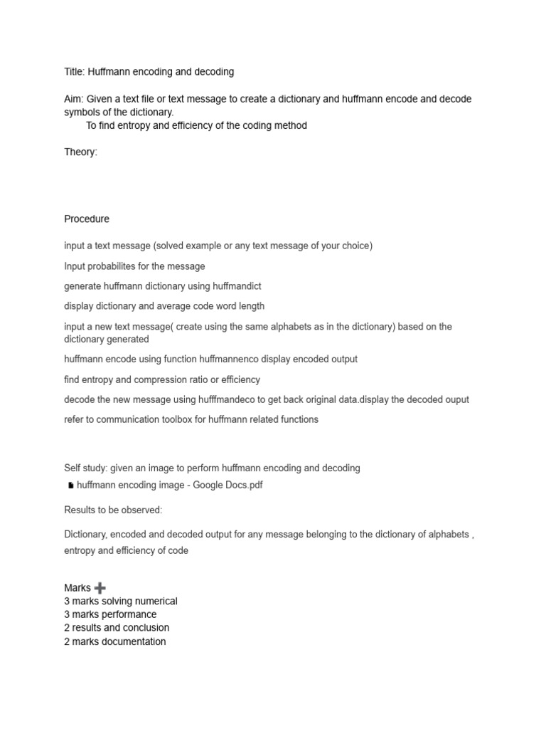 Huffmann Encoding and Decoding | PDF