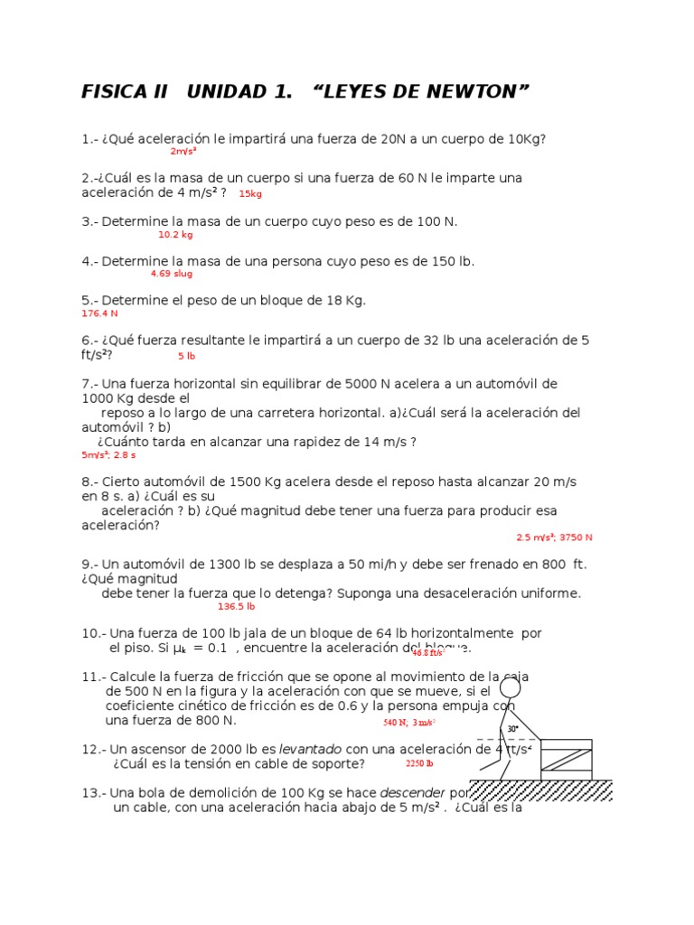 Ejercicios Unidad 1 Pdf Friccion Masa