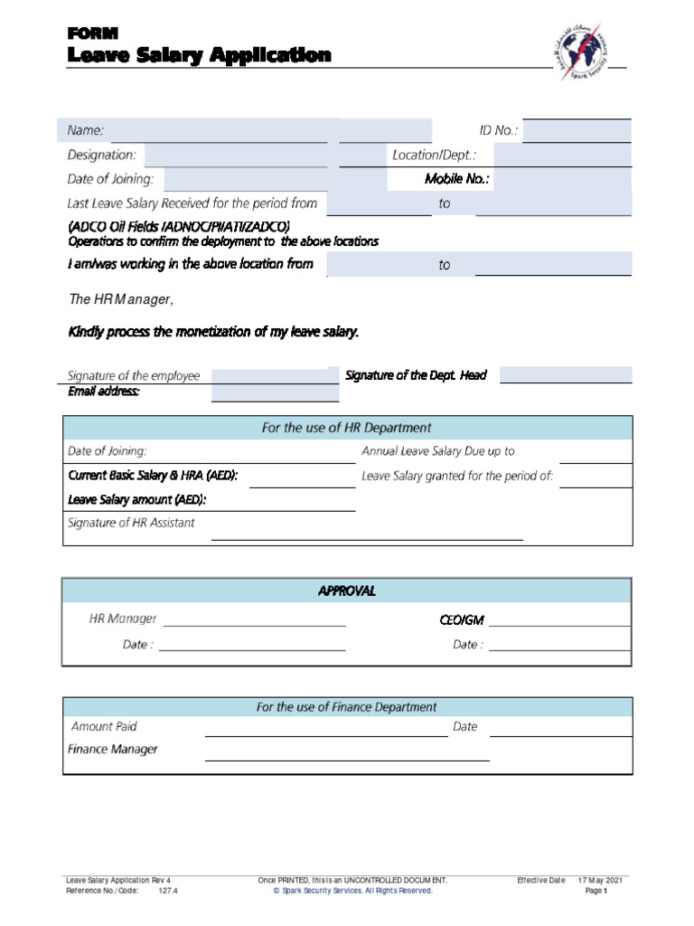 Leave Salary Application Form | PDF
