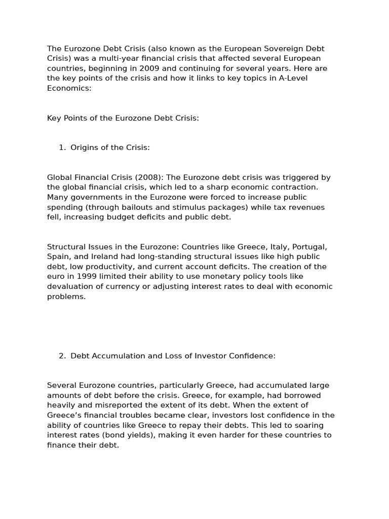 Eurozone Debt Crisis | PDF | European Debt Crisis | Eurozone