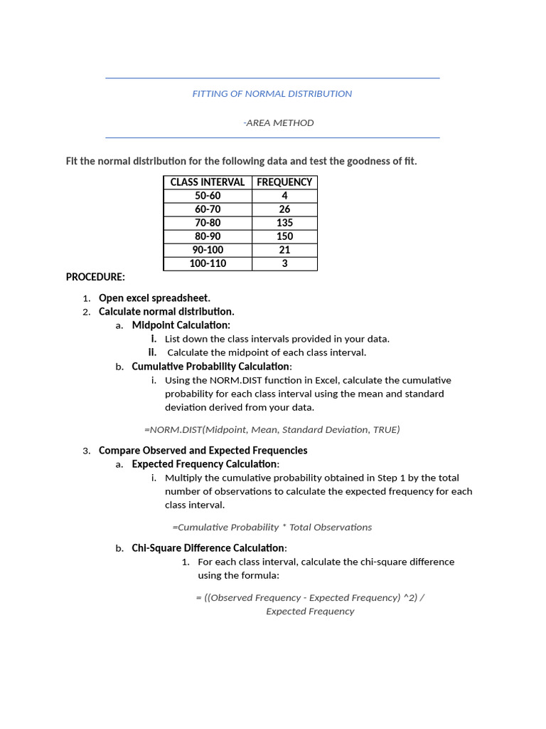 Fitting of Normal Distribution | PDF | Chi Squared Test | Chi Squared ...