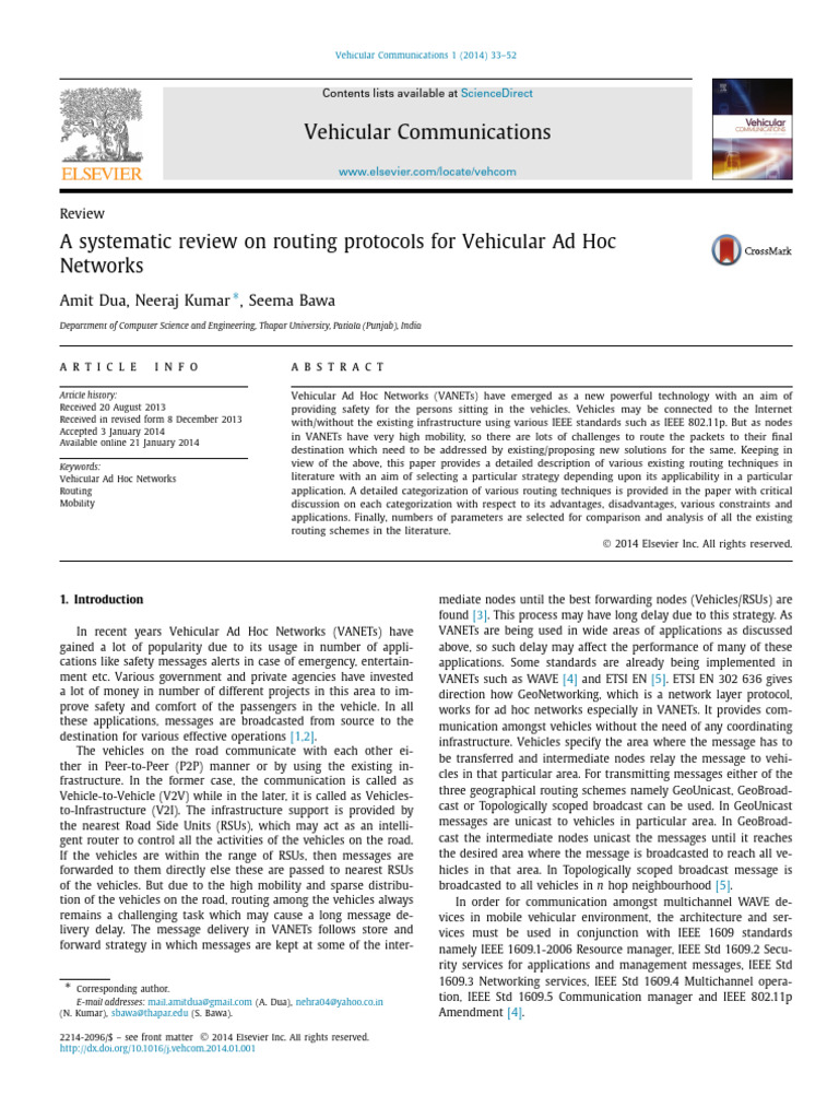 2014 A Systematic Review On Routing Protocols For Vehicular Ad Hoc ...