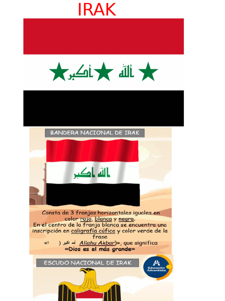 Datos sobre Irak: Bandera y Escudo | PDF