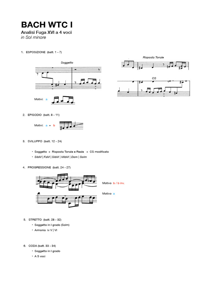 BACH Fuga XVI Analisi | PDF