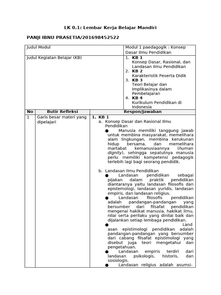Konsep Dasar Ilmu Pendidikan dan Kurikulum | PDF