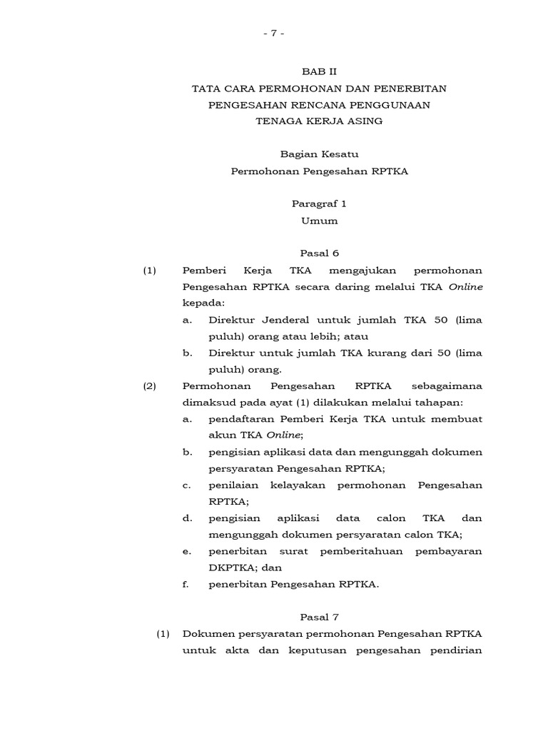 Prosedur Pengesahan RPTKA TKA | PDF