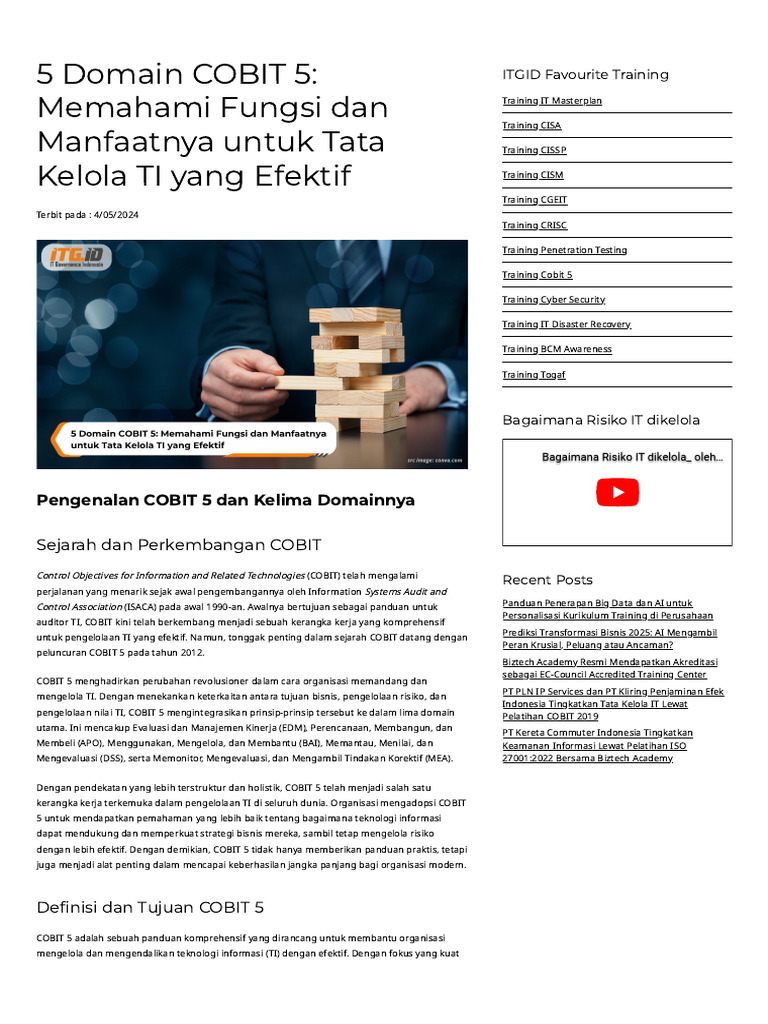 5 Domain COBIT 5 - Memahami Fungsi Dan Manfaatnya Untuk Tata Kelola TI ...