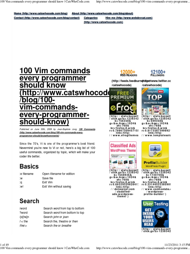 100 Vim Commands Every Programmer Should Know - Cats Who Code | PDF ...