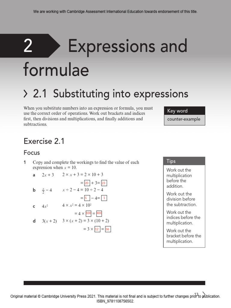 Substituting Values in Expressions | PDF | Mathematics | Elementary ...