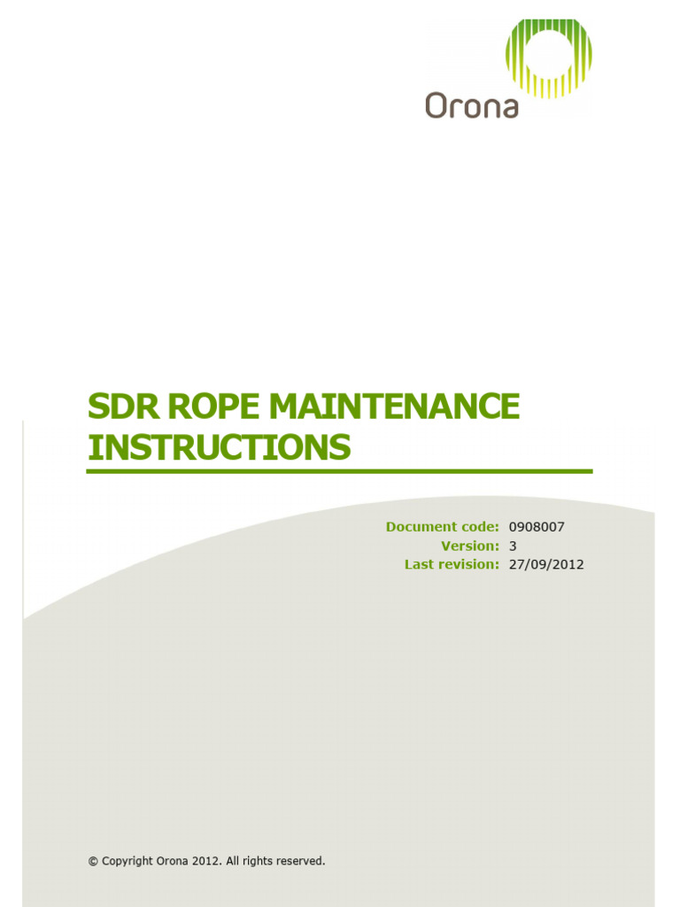 Orona SDR Rope Maintenance Instructions | PDF | Elevator | Rope