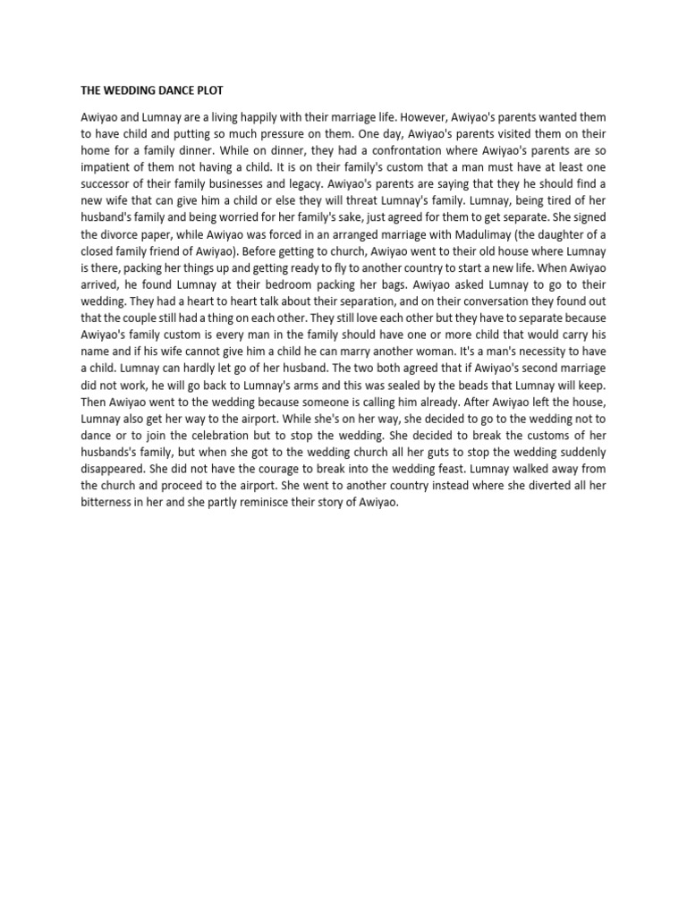 The Wedding Dance Plot & Script | PDF | Marriage