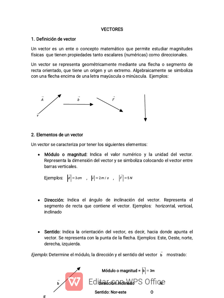 Elementos y Tipos de Vectores en Matemáticas | PDF | Sistema de ...