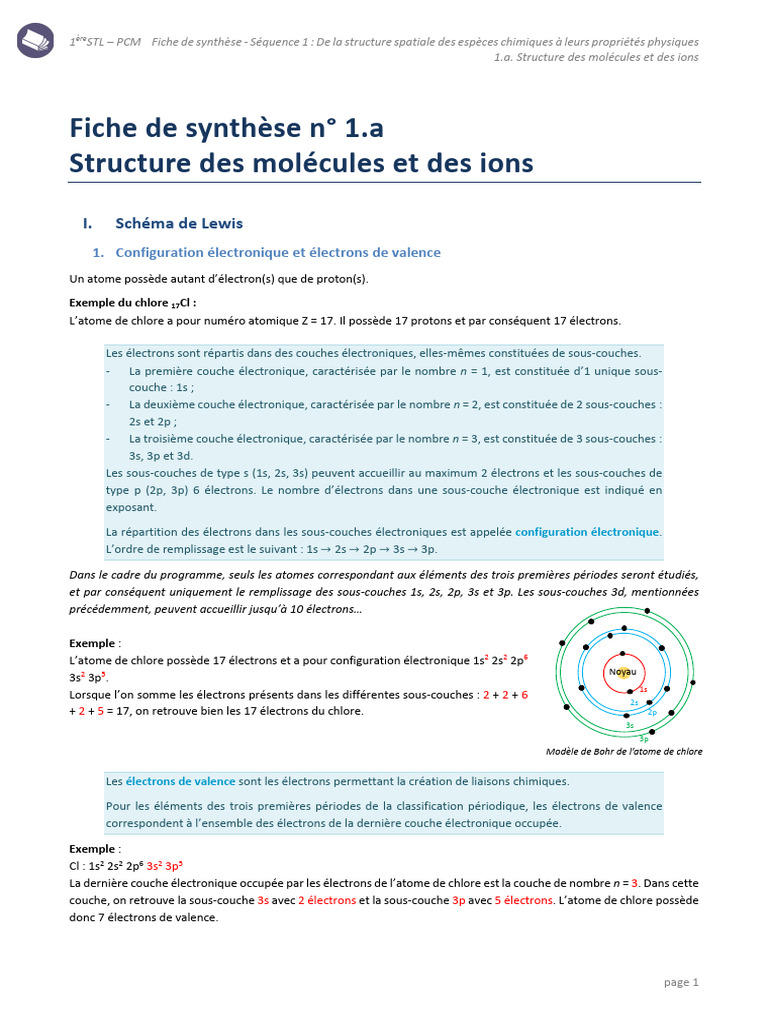 Structure des molécules et ions chimiques | PDF | Liaison chimique | Atomes
