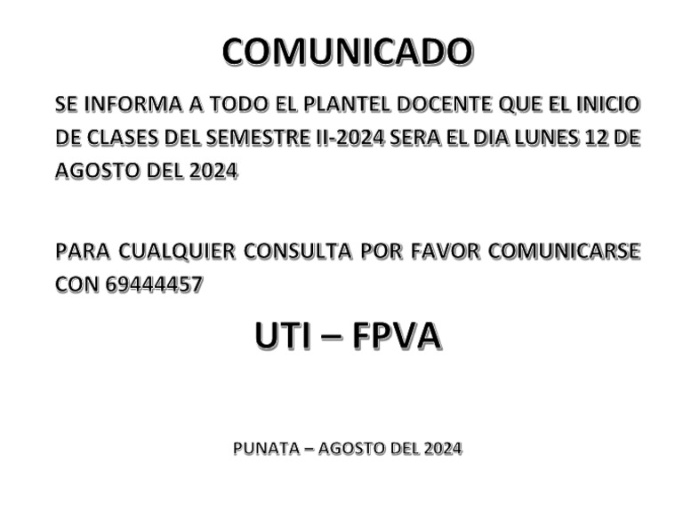 Com Inicio de Clases II-2024 | PDF