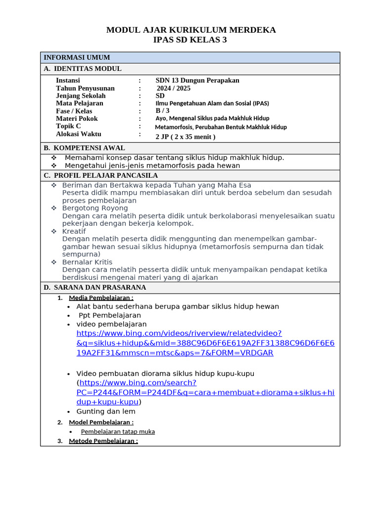Modul Ajar IPAS Kelas 3 SD Semester 2 | PDF