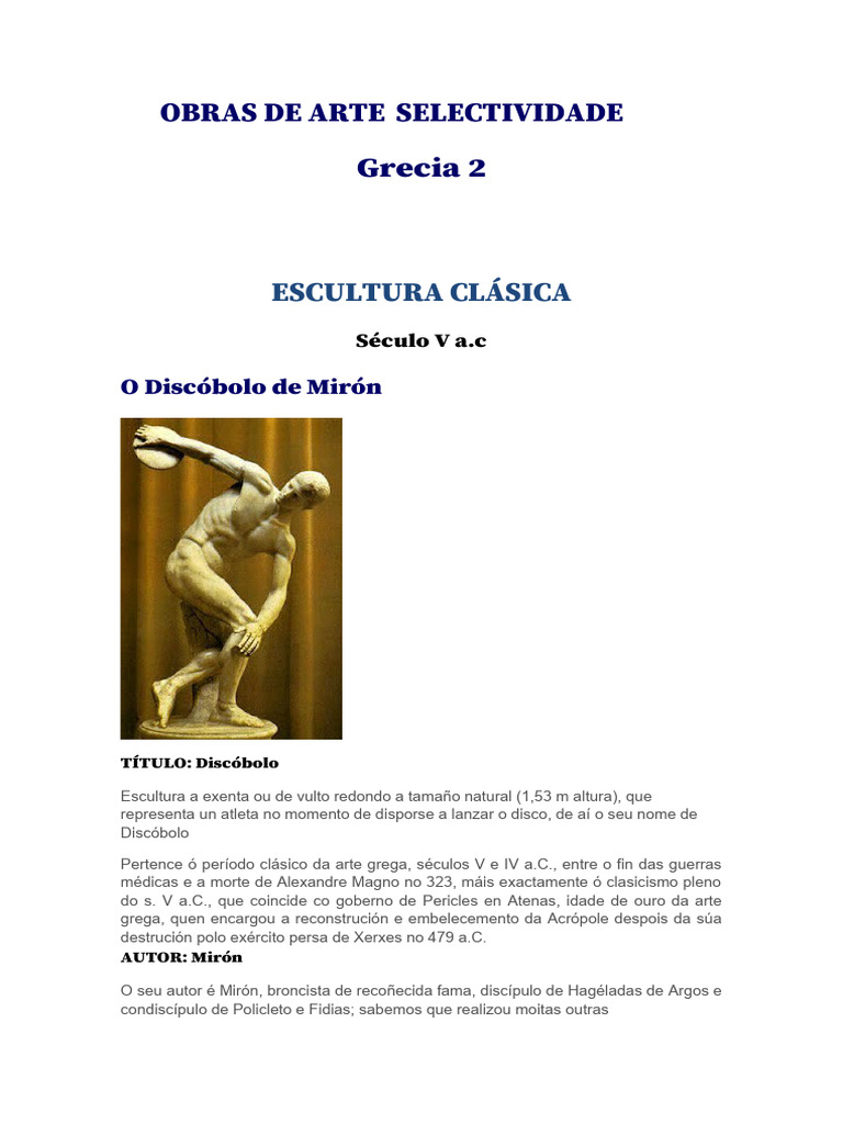 Escultura Grega SV DEFINITIVO | PDF