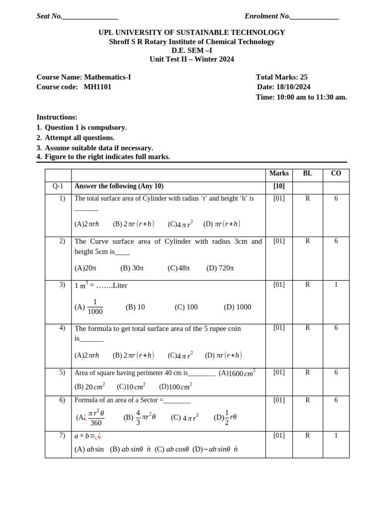 Jyamiti Formula in Mathematics-I Test | PDF | Geometric Shapes | Geometry